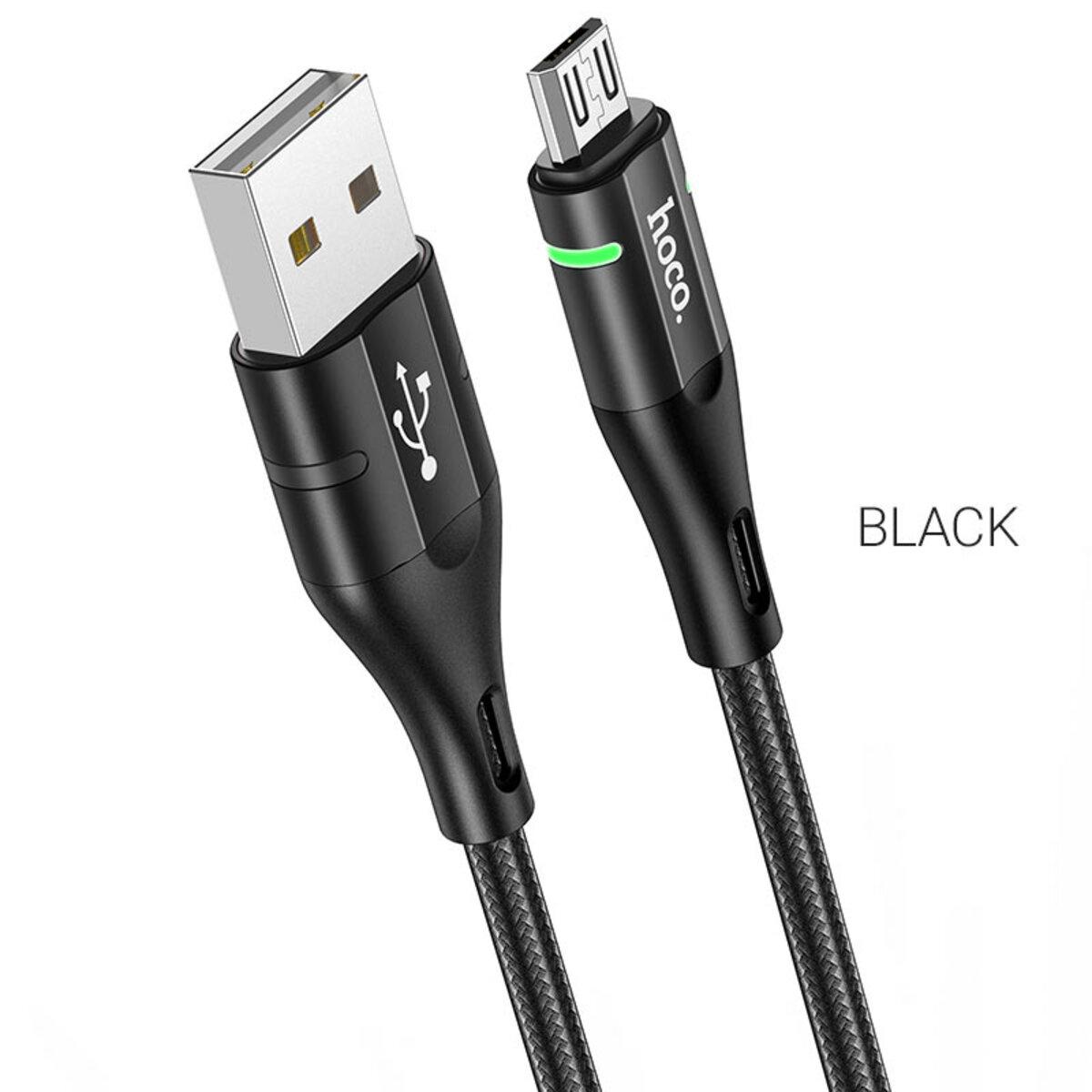 Кабель Hoco U93 USB to Micro USB с индикатором 2,4 A 1,2 м Black (580960) - фото 5