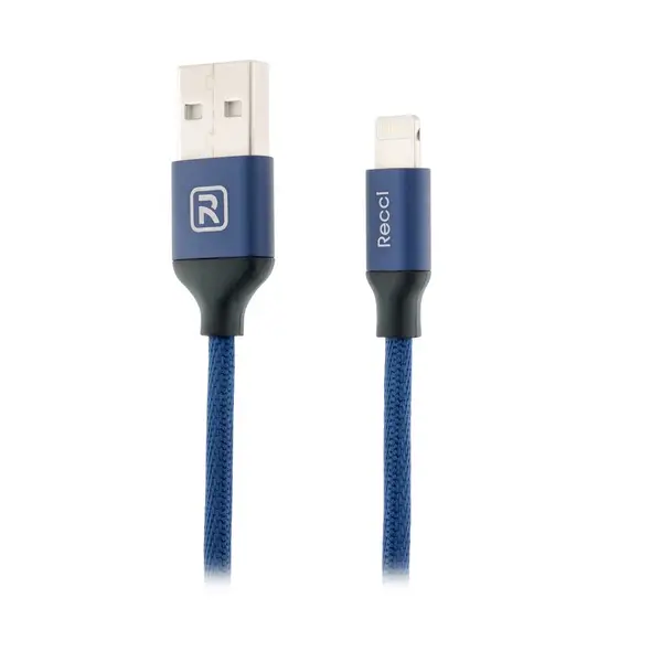 Кабель Recci RCL-M100 USB Lightning Fabrics 1 м Синій (6955482586259) - фото 1