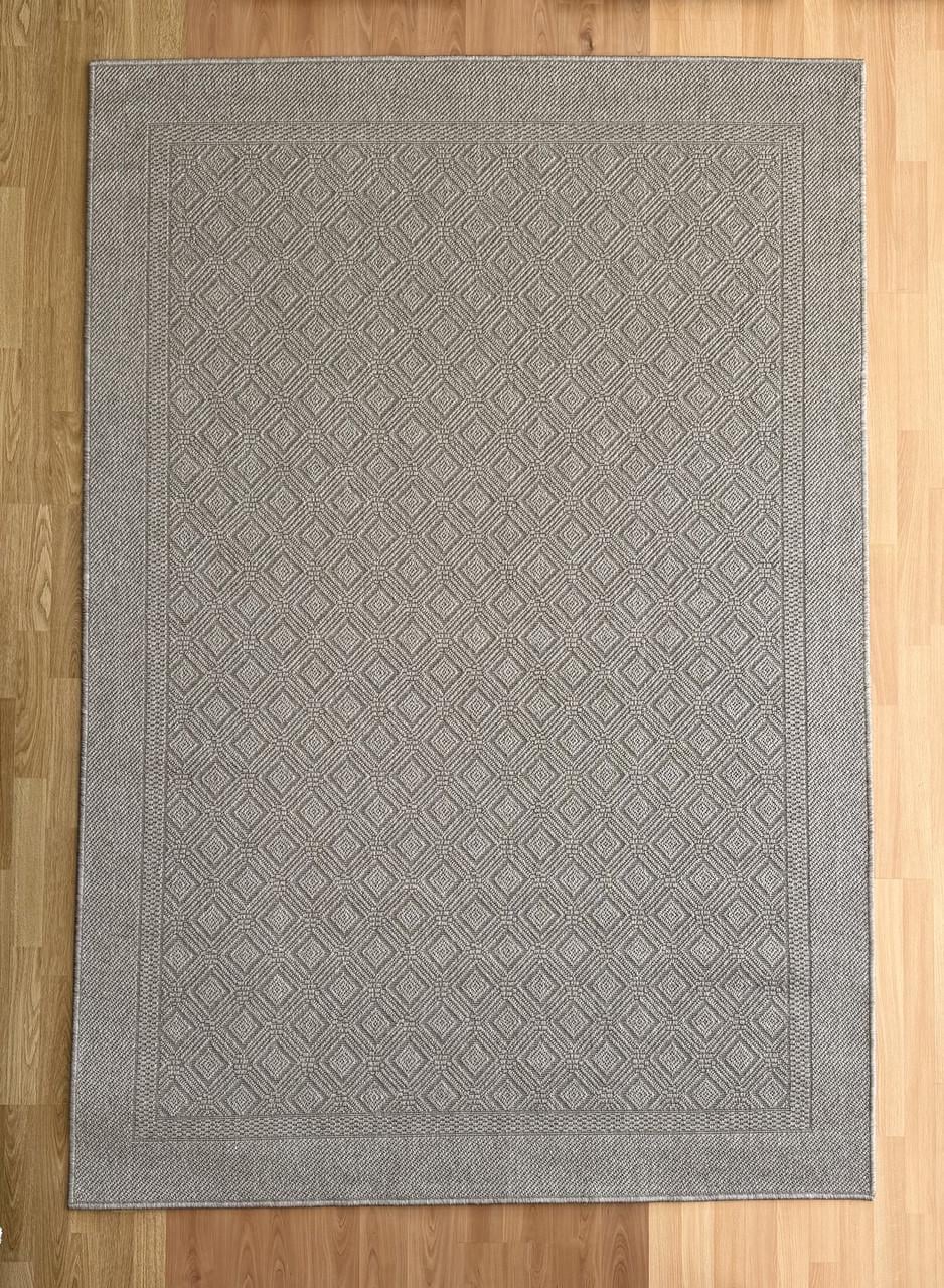 Ковер из рогожки безворсовый однотонный прямоугольный стойкий к мойке 80х150 см Серый (90021-0101)