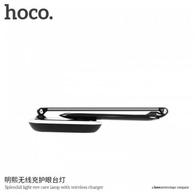 Настольная лампа Hoco Splendid Eye Care Wireless Charger Black (5564617) - фото 4
