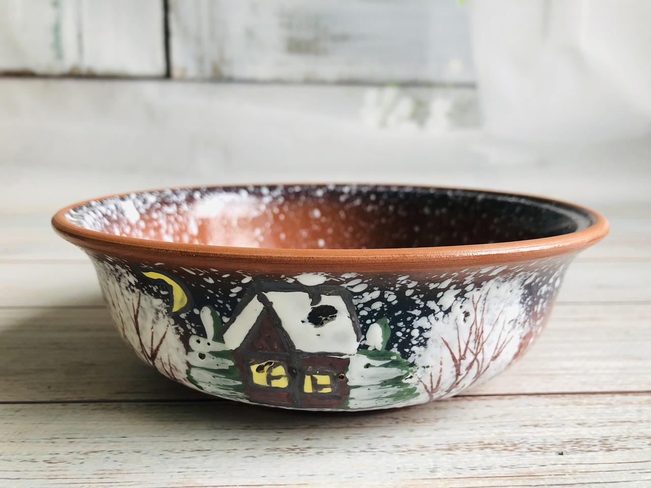 Глиняна миска Зима 500 мл з малюнком ручної роботи (1483880784) - фото 8 Глиняна миска Зима 500 мл з малюнком ручної роботи (1483880784) - фото 8