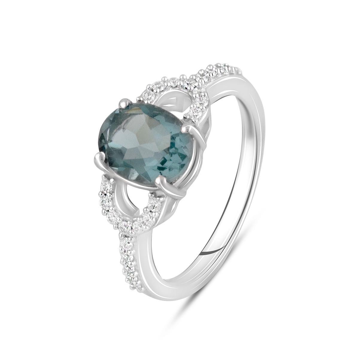 Кольцо серебряное с топазом Лондон Блю 1,903 ct 2,75 г р. 18,5 (2111788)