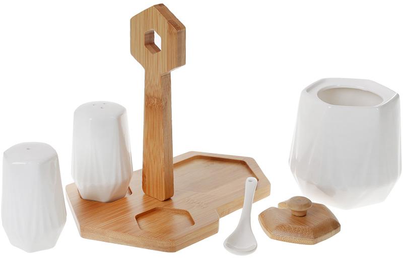 Набір для спецій Nouvelle Home Coutle цукорниця і 2 спецовника на підставці (BD-289-370) - фото 2 Набір для спецій Nouvelle Home Coutle цукорниця і 2 спецовника на підставці (BD-289-370) - фото 2