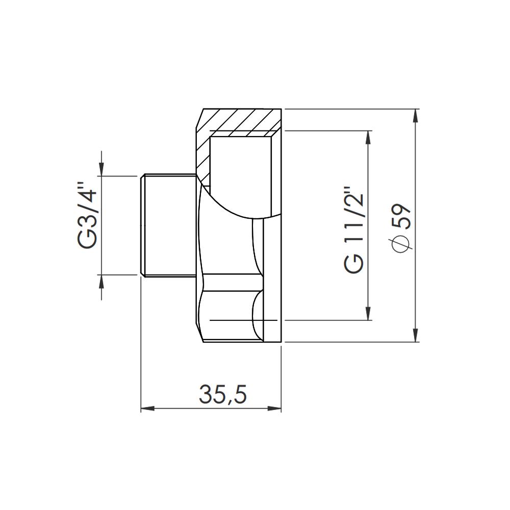 Переходник никелированный SD Forte 1 1/2" в х 3/4" с д/труб (SF3604020) - фото 2