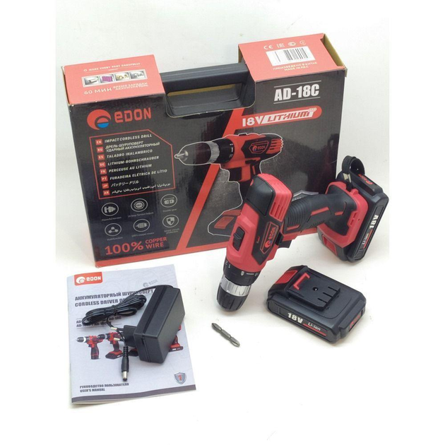 Шуруповерт акумуляторний Edon AD-18C (30079928)
