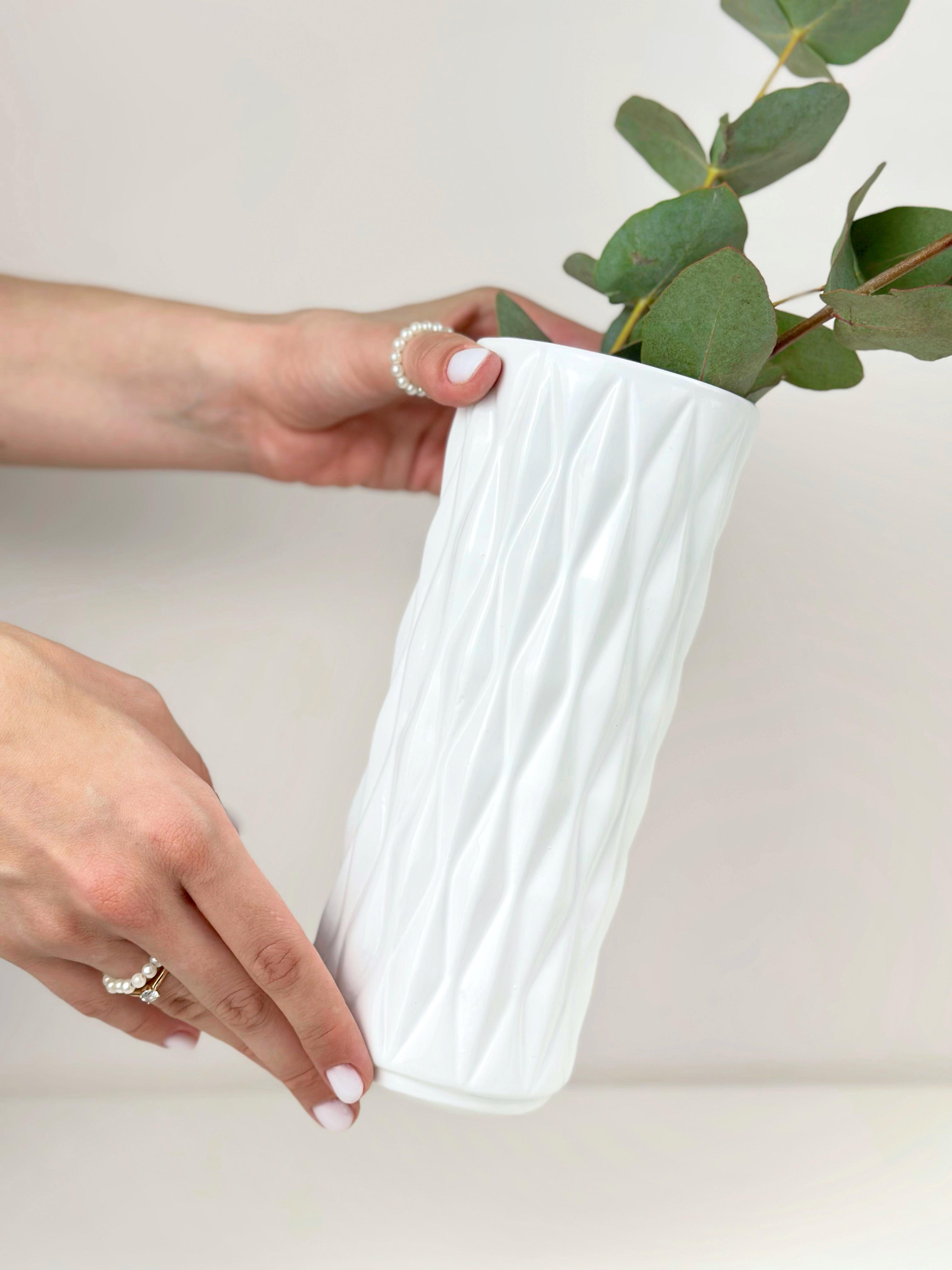 Ваза для квітів і декору керамічна глиняна Кристал 20 см Білий (4001-11) - фото 7