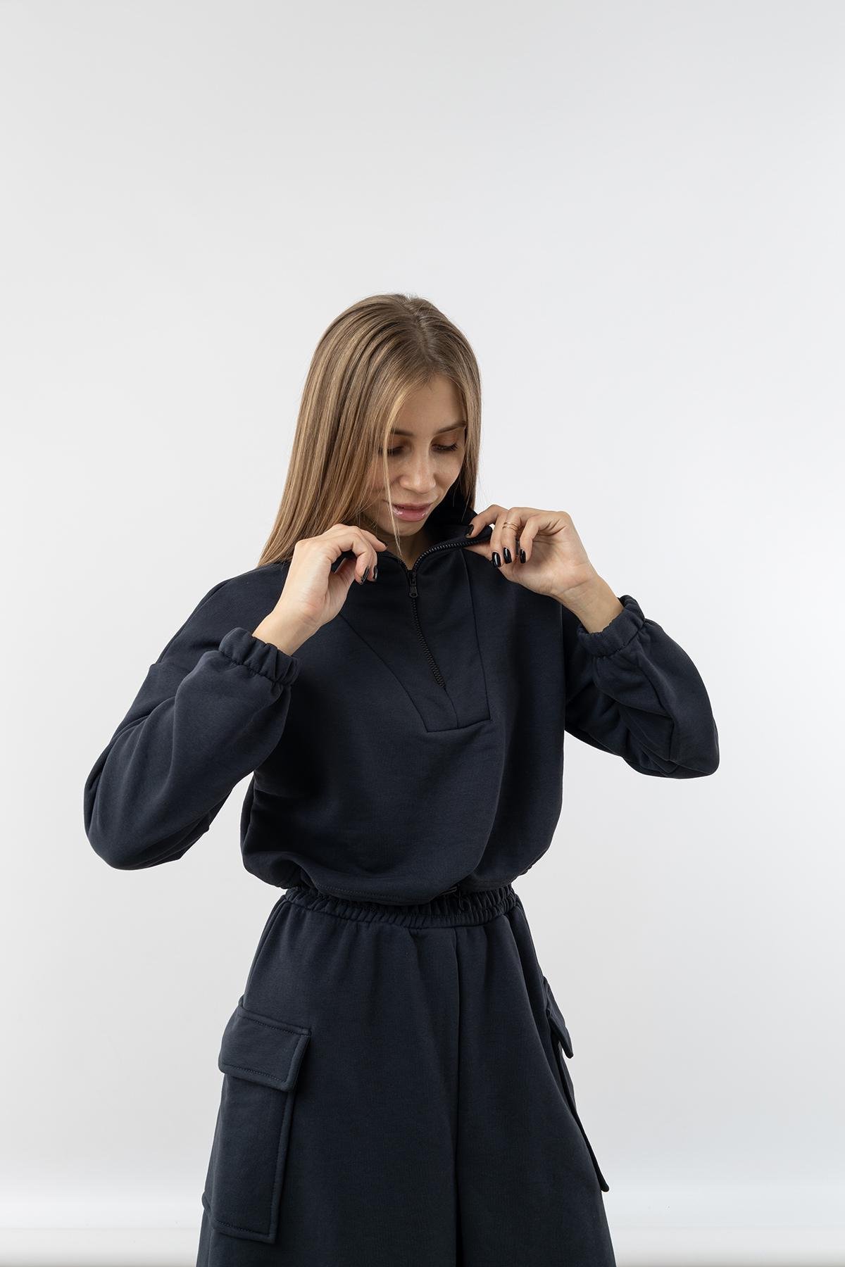 Свитшот женский ЦБ-00235809 р. 46 Темно-синий (SKT000946864)