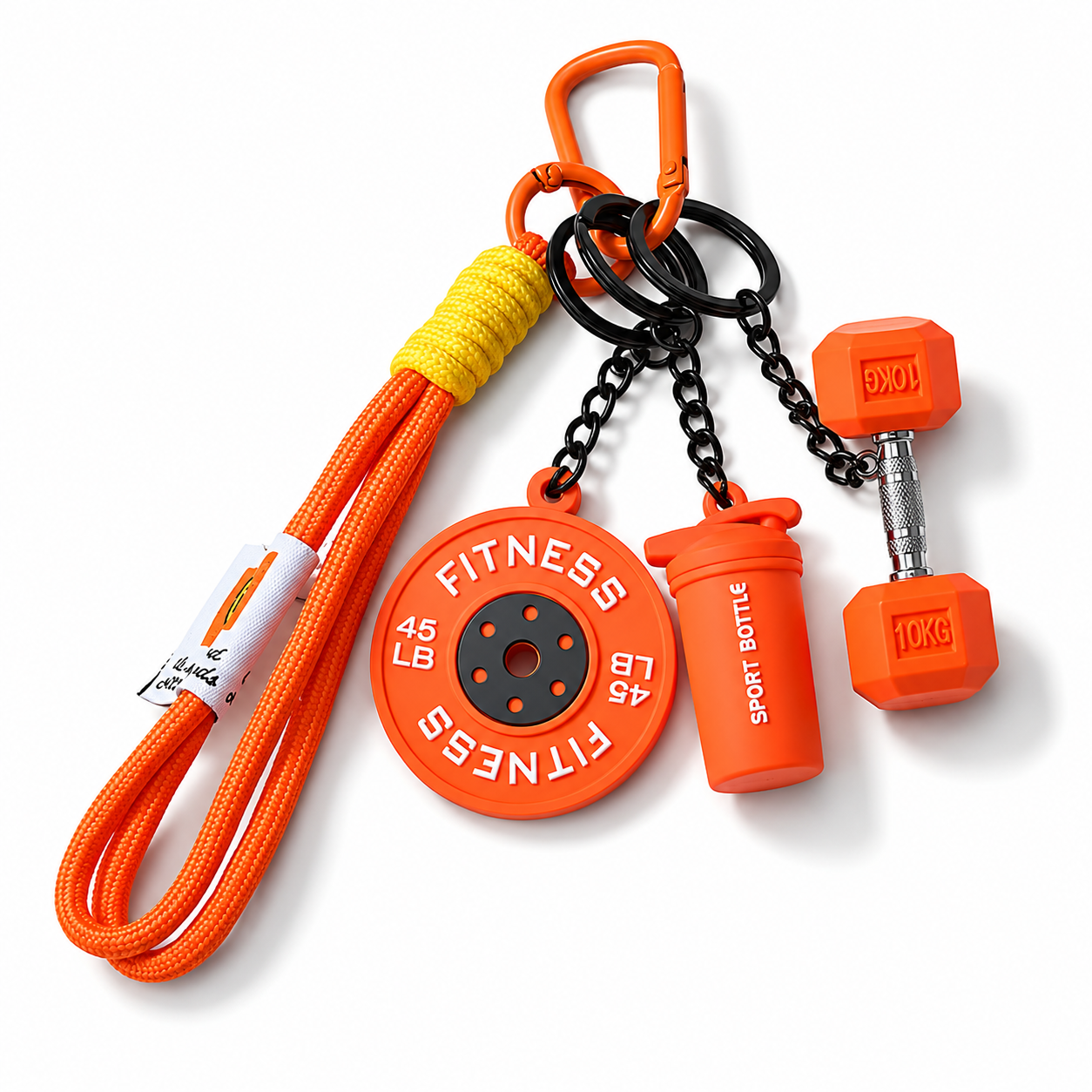 Брелок Fitness 4в1 для ключів і сумки гантеля 10KG/шейкер/диск та ремінець із карабіном Помаранчевий (3184596314) Брелок Fitness 4в1 для ключів і сумки гантеля 10KG/шейкер/диск та ремінець із карабіном Помаранчевий (3184596314)