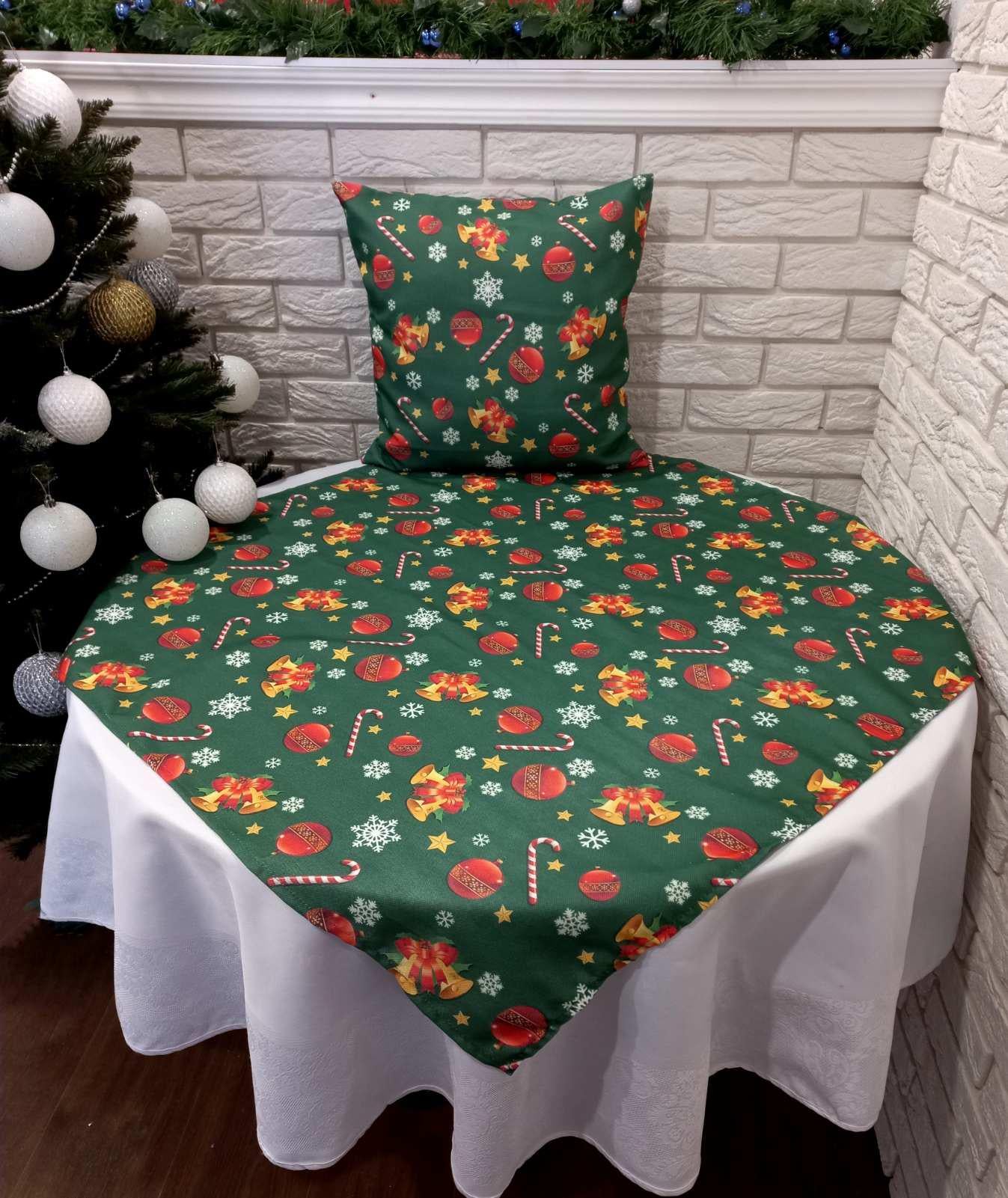Набор новогодний Print квадрат 95х95 + наволочка 45х45 Yesil (CN11194)