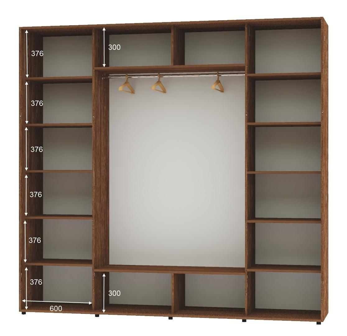 Шкаф-купе трехдверный Алекса ШК-05 ДСП 250х60х240 см Дуб винтаж - фото 2 Шкаф-купе трехдверный Алекса ШК-05 ДСП 250х60х240 см Дуб винтаж - фото 2