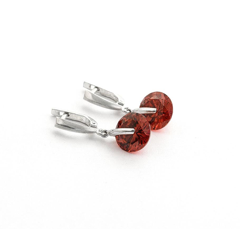 Серьги серебряные подвески с красными камнями Maxi Silver 7938/1 (88764)