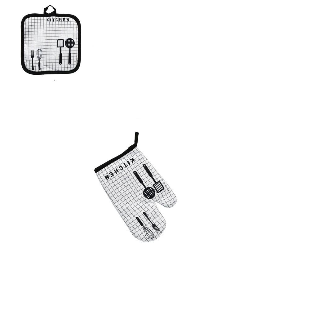 Кухонная перчатка-прихватка и полотенце Stenson Cook 16х25 см полотенце 17х17 см Белый/Черный (R32345)
