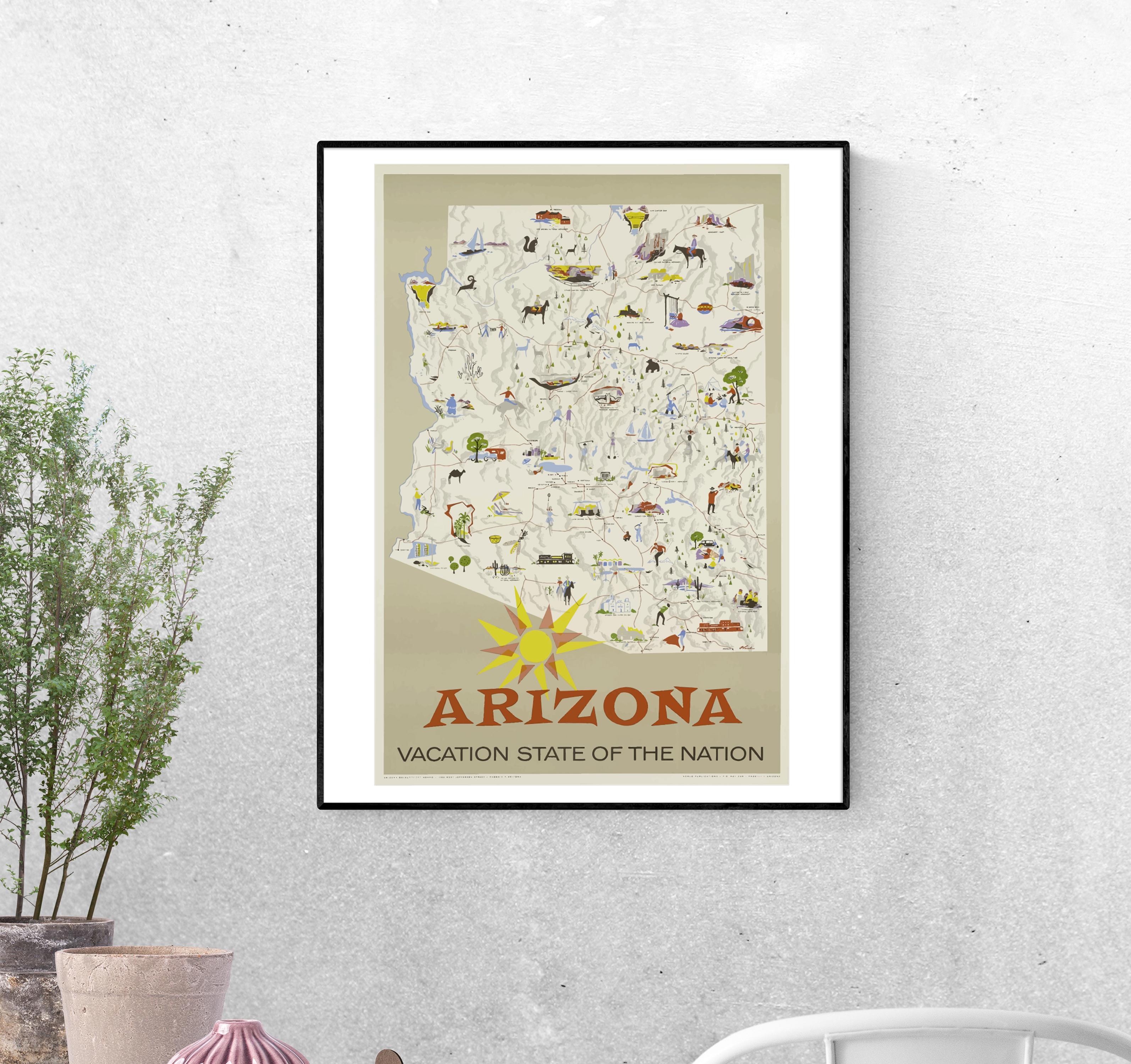 Тревел-постер Карта состоянии нации Аризоны формат А-4 (arizona_Poster)