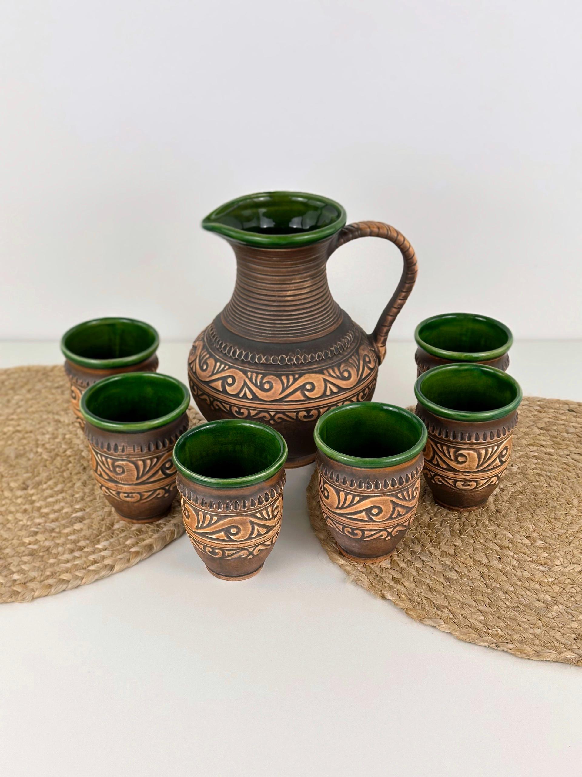 Набір глиняного посуду для узвару Гражда на 6 чоловік Коричневий (17019-28) Набір глиняного посуду для узвару Гражда на 6 чоловік Коричневий (17019-28)