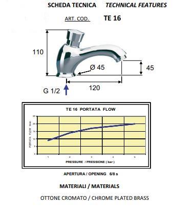 Кран-дозатор із таймером TE16 6-8 секунд - фото 2 Кран-дозатор із таймером TE16 6-8 секунд - фото 2