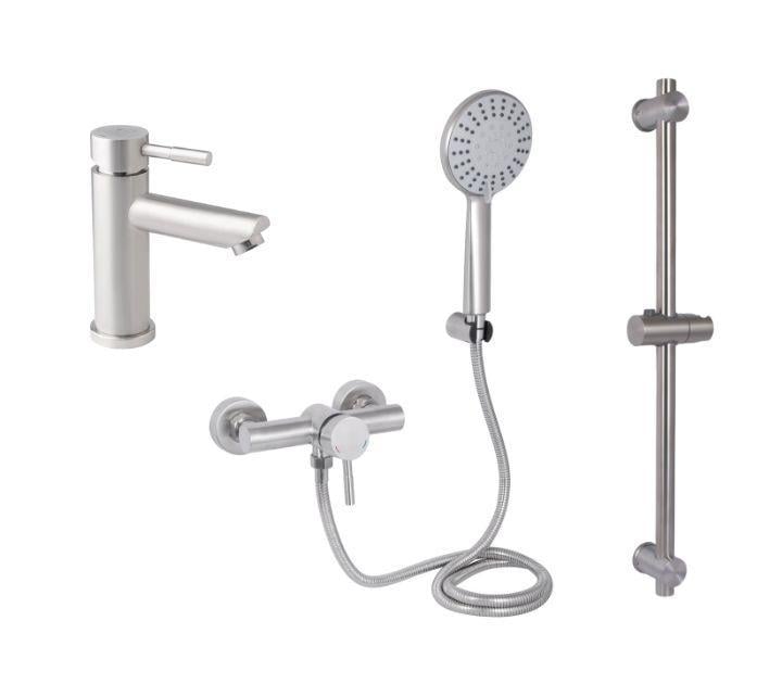 Набір змішувачів для душу та для умивальника Lidz Aria 0054 з неіржавіючої сталі (2889803488)