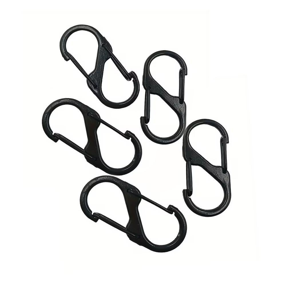 Карабин S-образный для фиксации ключей/аксессуаров/кемпинга 5 шт. Черный
