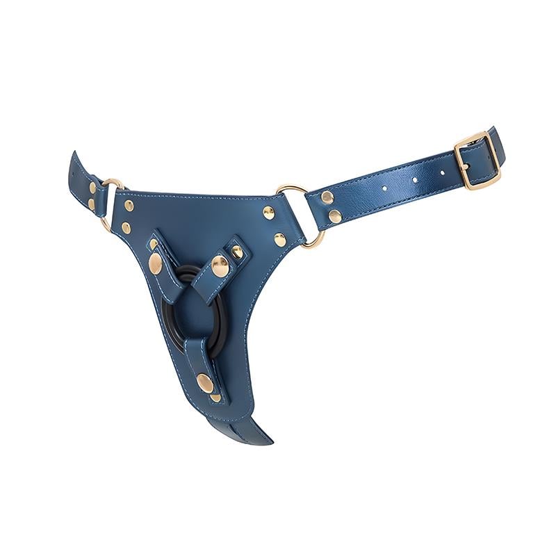 Трусики для страпона Strap-On-Me Leatherette Harness Generous Синий (51722)