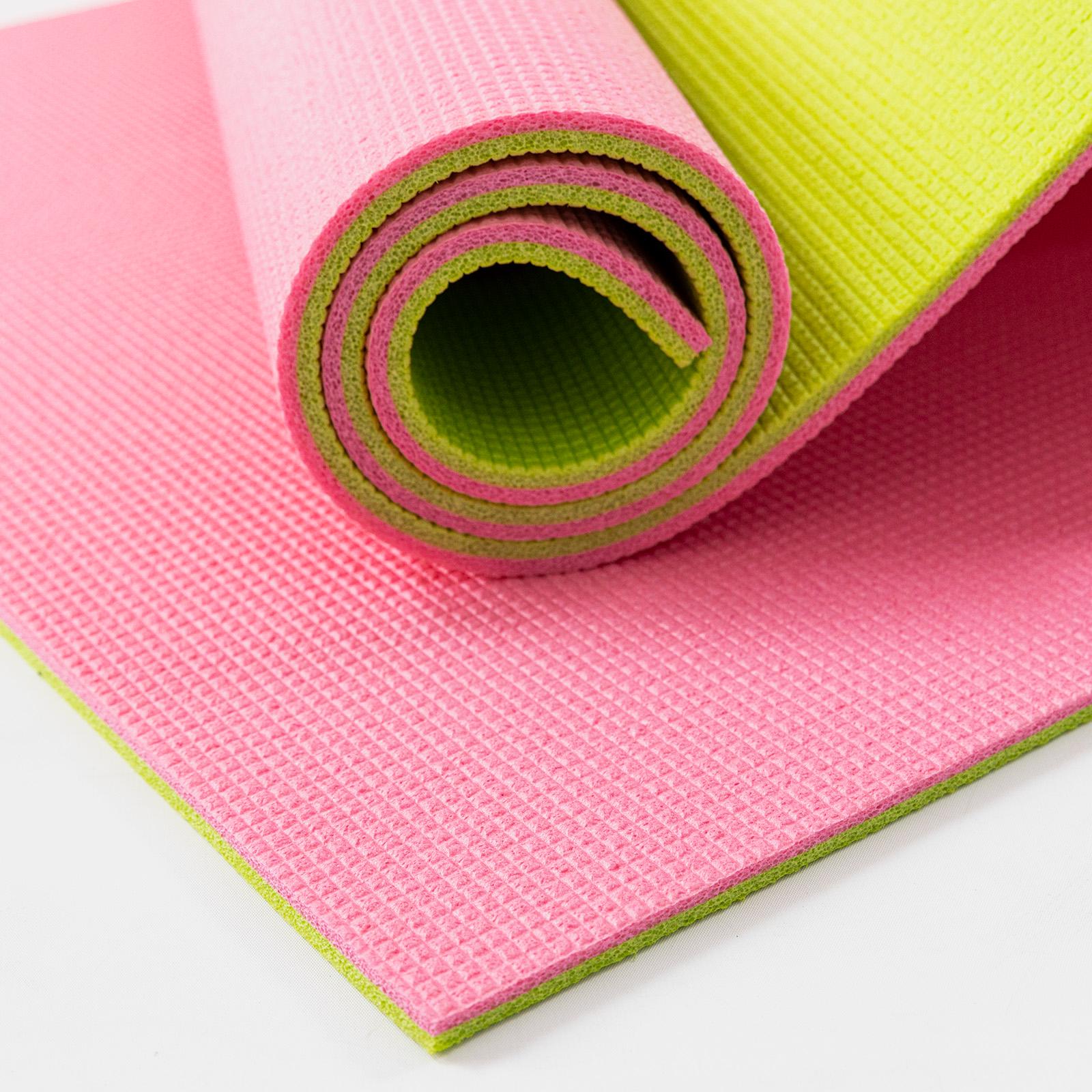 Коврик для фитнеса и пилатеса OSPORT Спорт 10 мм Салатовый/Розовый (FI-0083-1) - фото 3