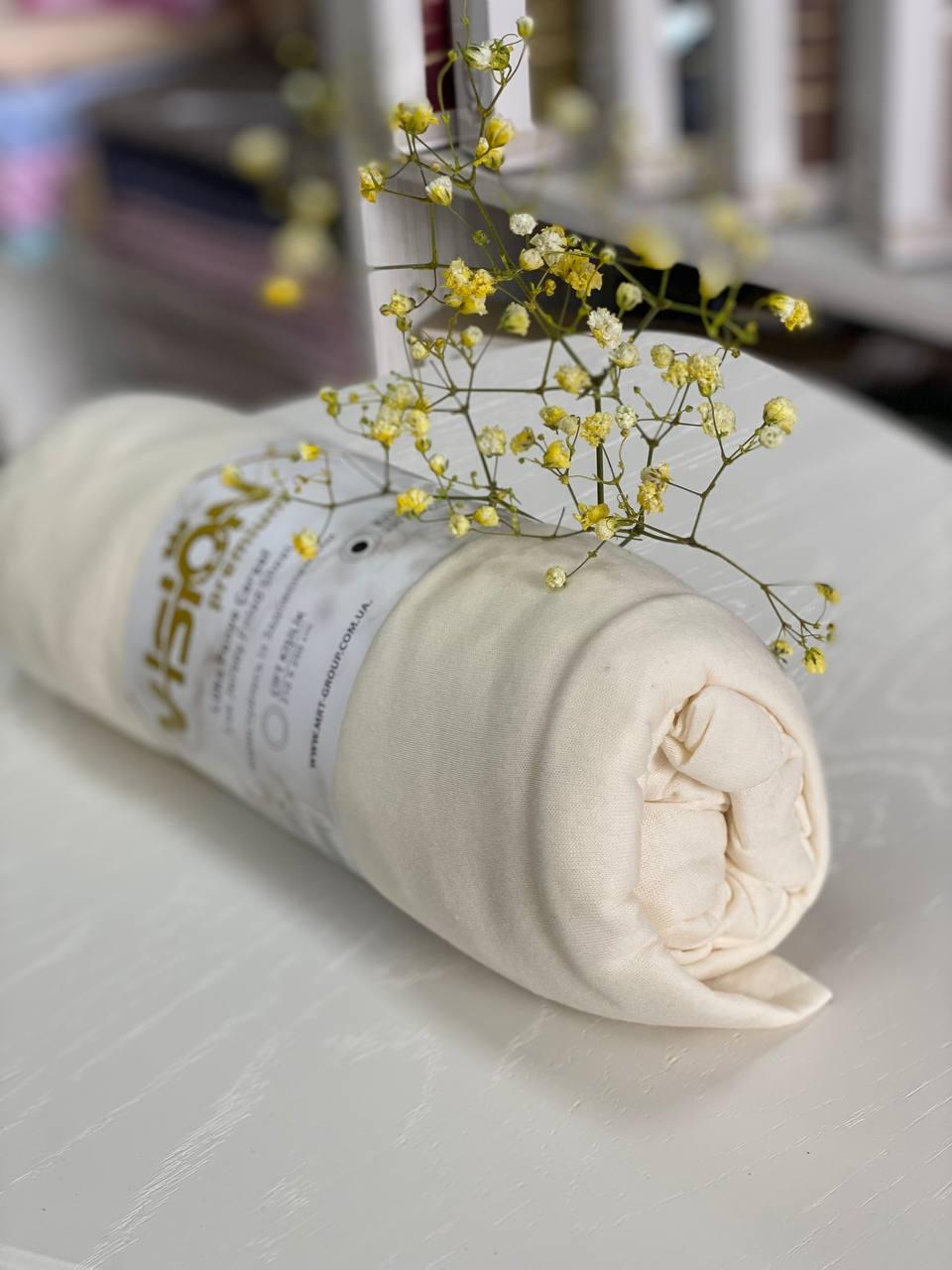 Простыня на резинке трикотажная хлопоковая Бежевый (6200-3) Простыня на резинке трикотажная хлопоковая Бежевый (6200-3)