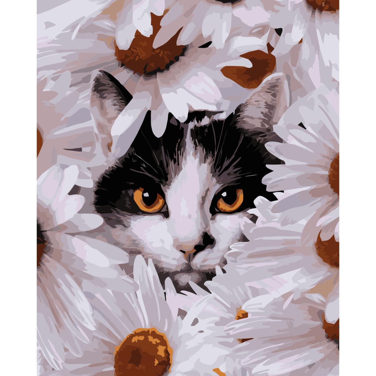 Картина по номерам Strateg Усач в ромашках 40x50 см (VA-3721)