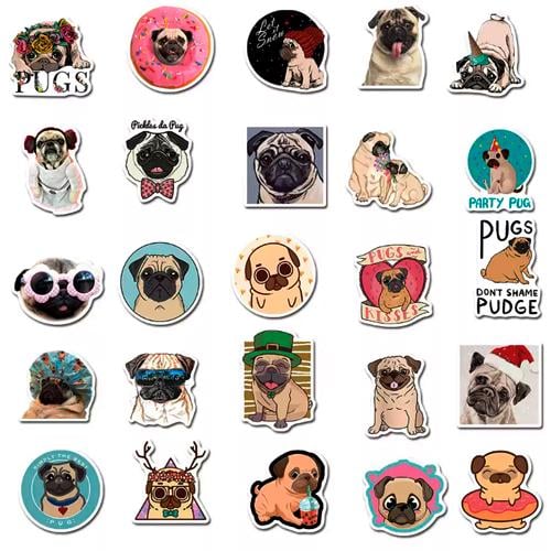 Набір наклейок Мопс Pug 50 шт. (3210)