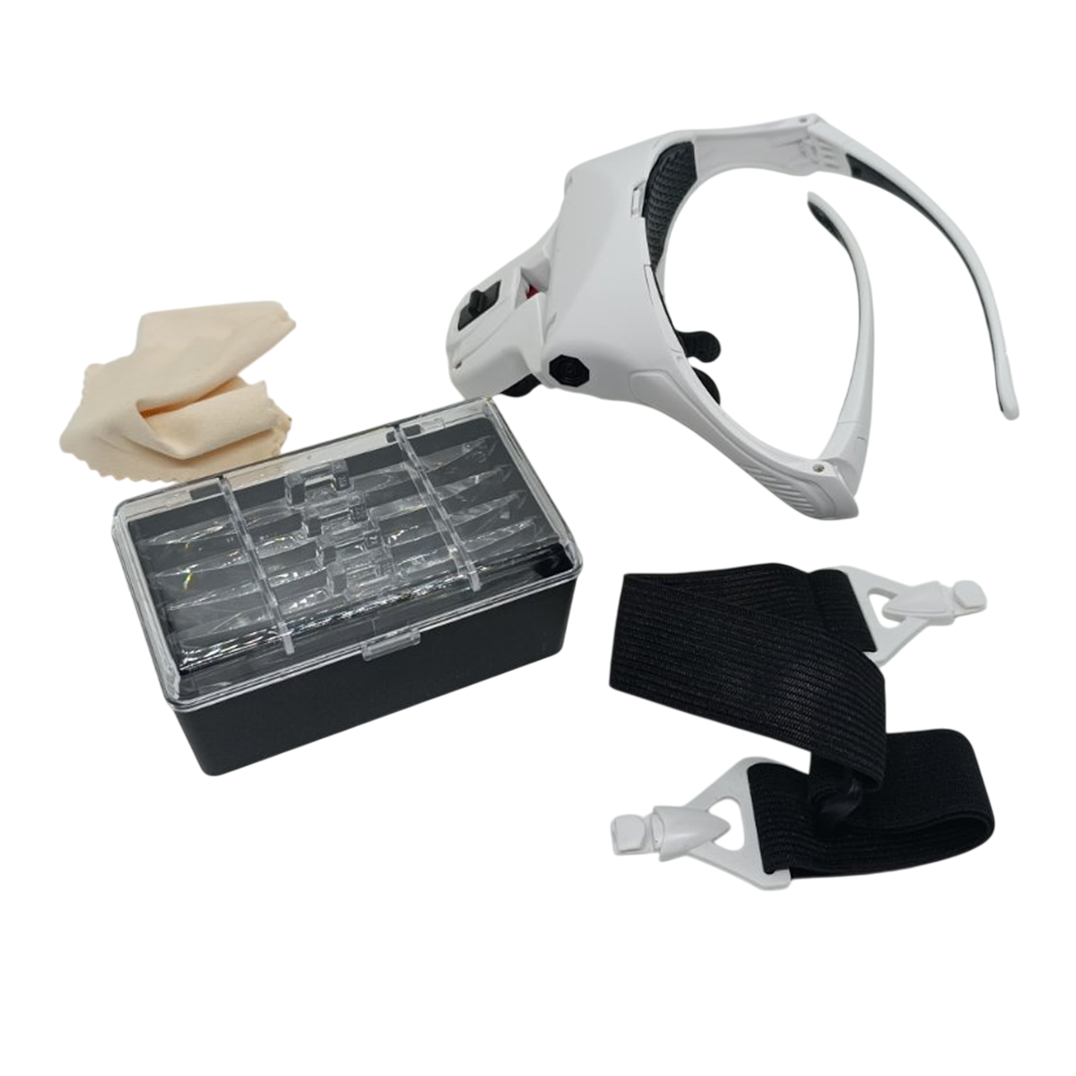 Лупа-очки бинокулярная 9892B1 с LED подсветкой 5 сменных линз 1,0X/1,5X/2,0X/2,5X/3,5X White (160415) - фото 6