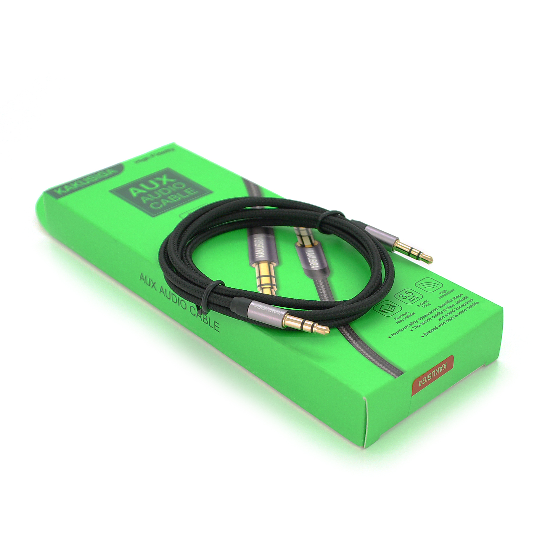 ᐉ Кабель AUX iKaku KSC-389 ROUYA Stereo Jack 1,0 м Золотий/Чорний