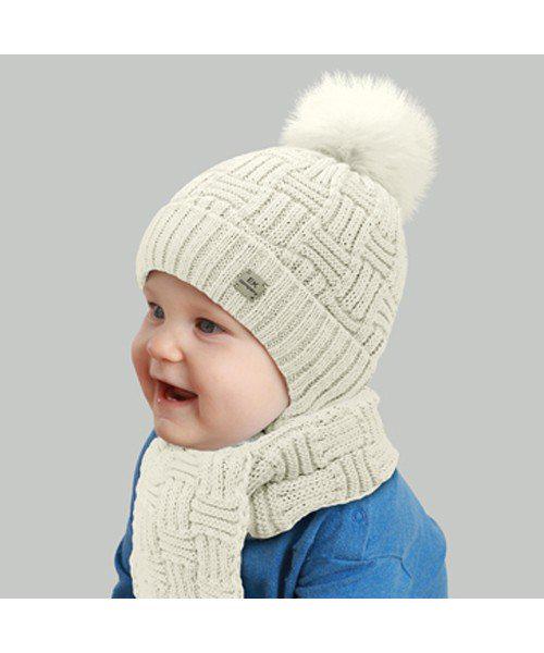 Комплект шапка и шарф детский Elf Берти р. 46 Молочный (OK001137)