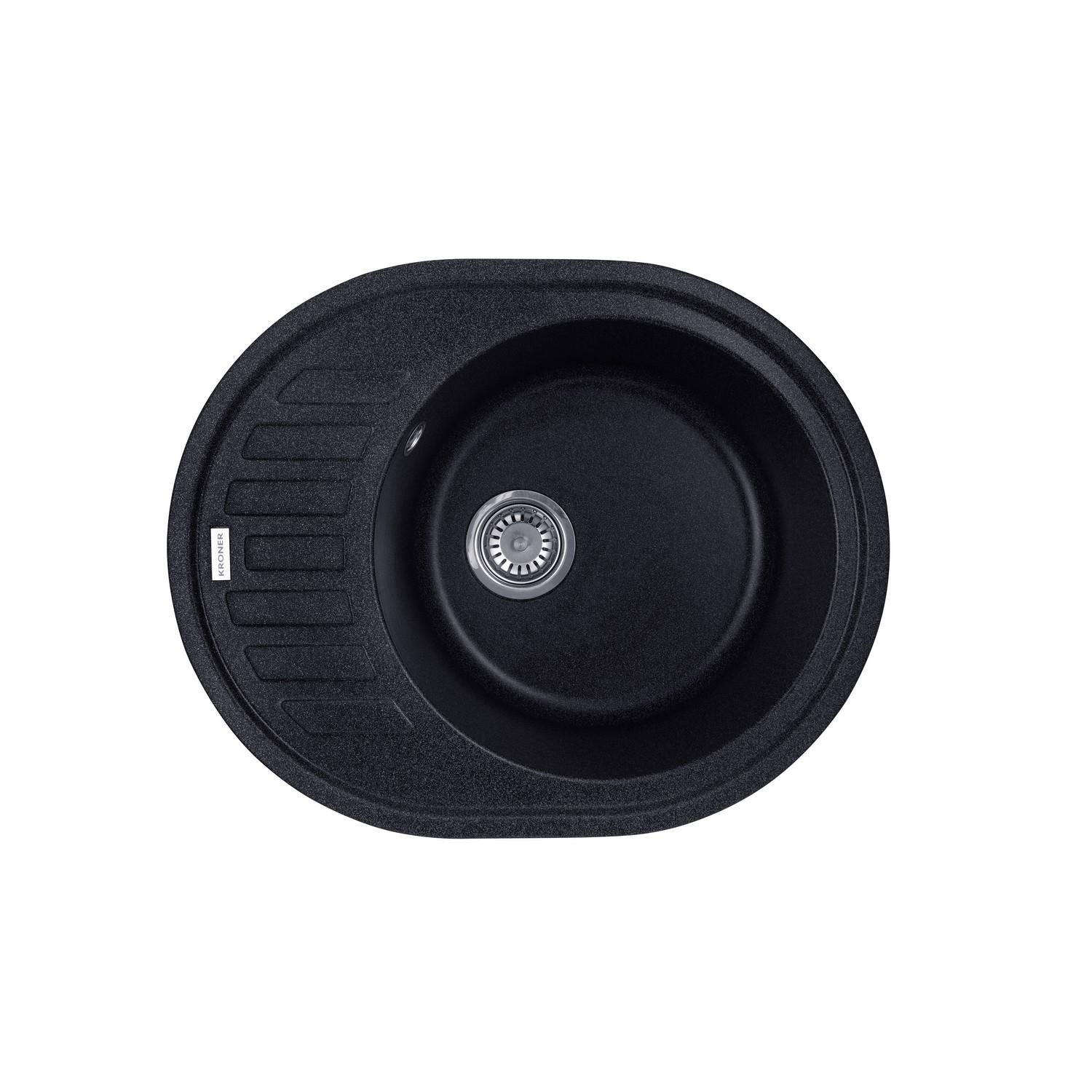 Мойка кухонная Kroner CV027416 гранитная овальная 620x500 мм Графитовый (139387)