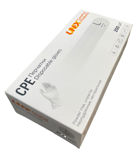 Перчатки Unex CPE L 200 шт. Прозрачный (6-040902)
