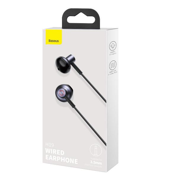 Навушники з мікрофоном BASEUS H19 Wired Earphone jack 3,5 мм Black (73737) - фото 3