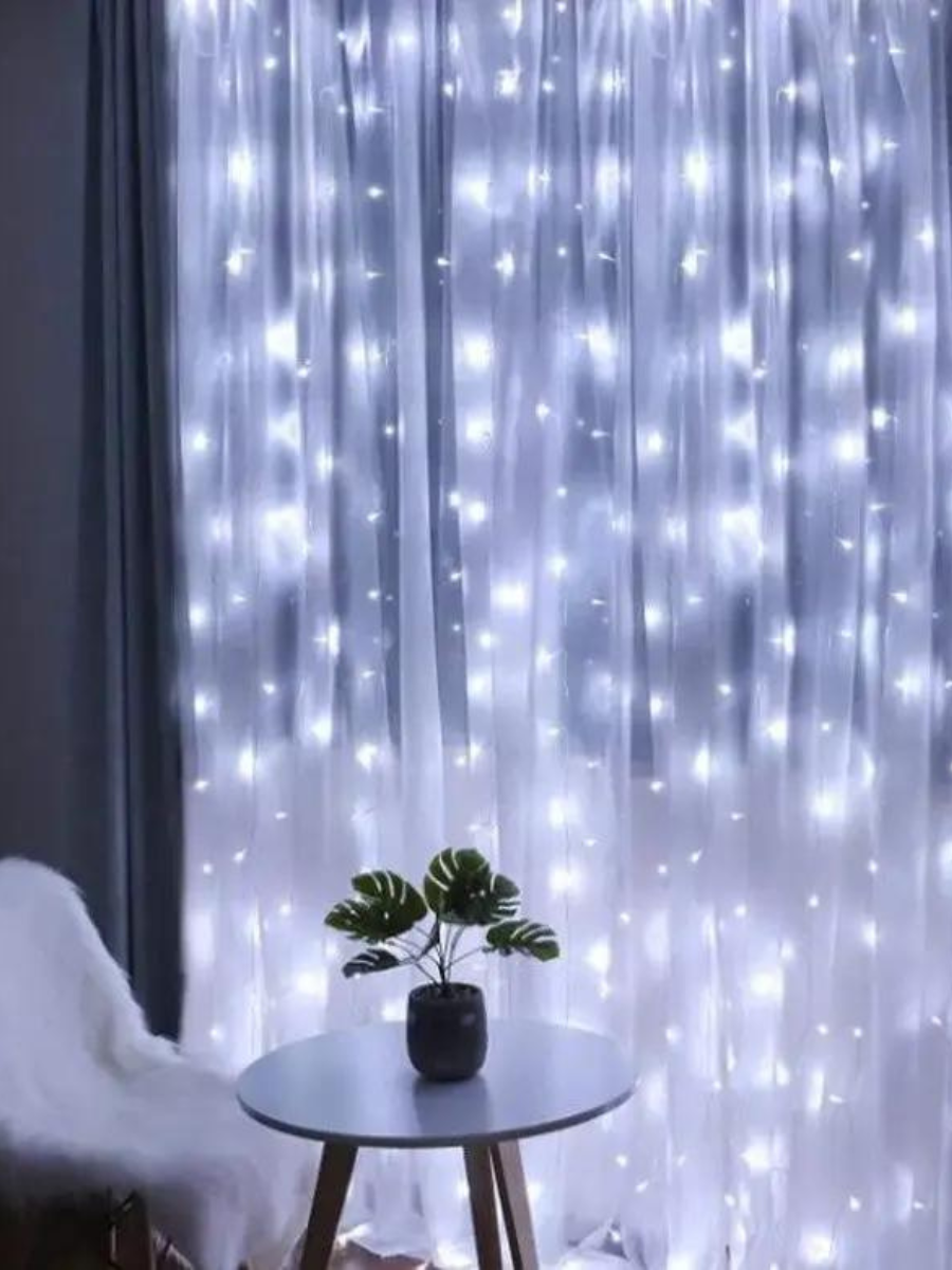 Штора-гирлянда на окно новогодняя светодиодная Белый холодный (30307092) - фото 12