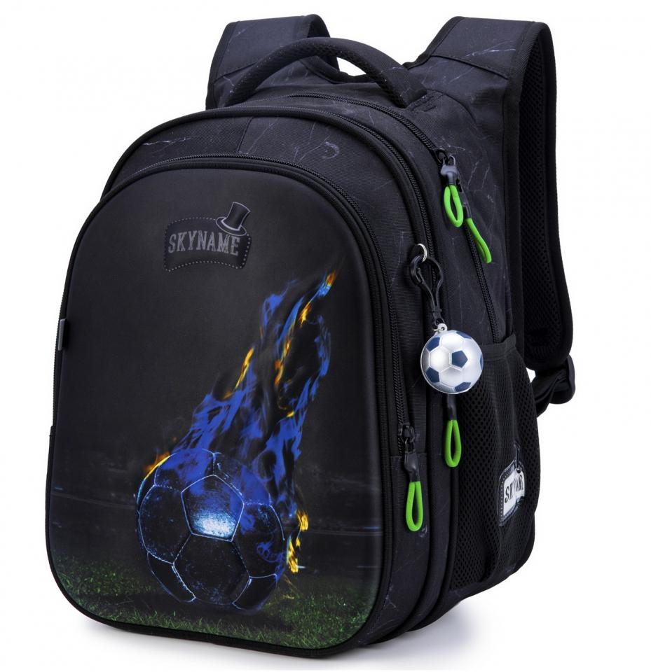 Школьный рюкзак для мальчика SkyName Футбольный мяч 1-7 класс 6-13 лет с ортопедической спинкой Черный (R1-047)