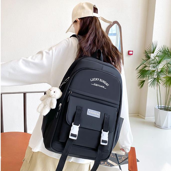 Рюкзак шкільний LUCKY SUNDAY 5в1 підлітковий для дівчинки 5-11 клас сумка-шоппер/клатч/пенал Чорний (28109509) - фото 4 Рюкзак шкільний LUCKY SUNDAY 5в1 підлітковий для дівчинки 5-11 клас сумка-шоппер/клатч/пенал Чорний (28109509) - фото 4