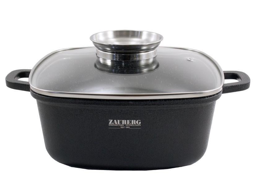 Каструля ZAUBERG алюмінієва квадратна з мармуровим покриттям індукційна 3,5 л Чорний (1222-CR)