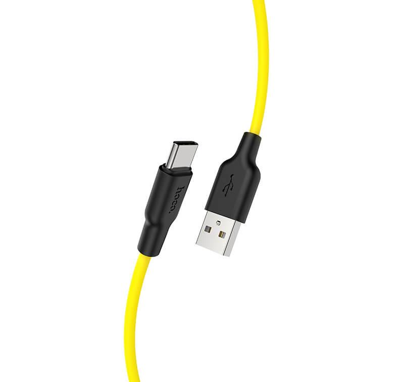 Кабель Hoco Type-C для USB Silicone X21 Plus 3 A 1 м Black/Yellow (538441)