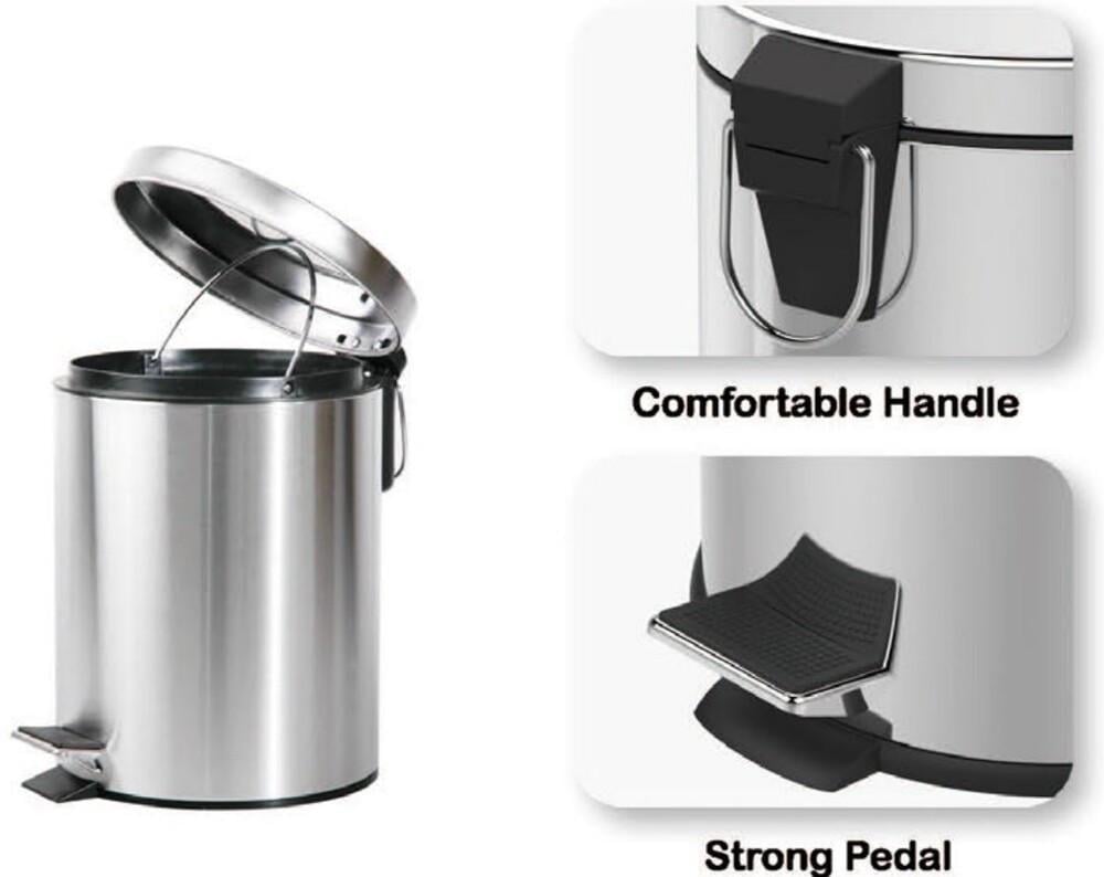 Мусорное ведро круглое Zerix Solo-TC0107 SS Color 7 л Нержавеющая сталь (ZX5899) - фото 5