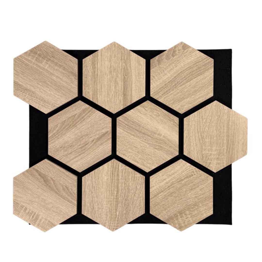 Панель стеновая акустическая рельсовая Neman Соты 579х707х17 мм Дуб Сонома