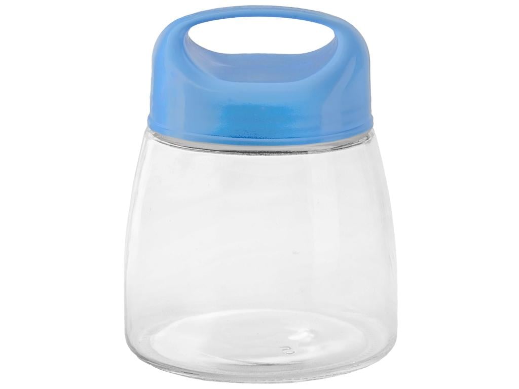 Емкость для сыпучих продуктов стеклянная 12,5х12,5х15 см 1 л Синий (MSN-7027)
