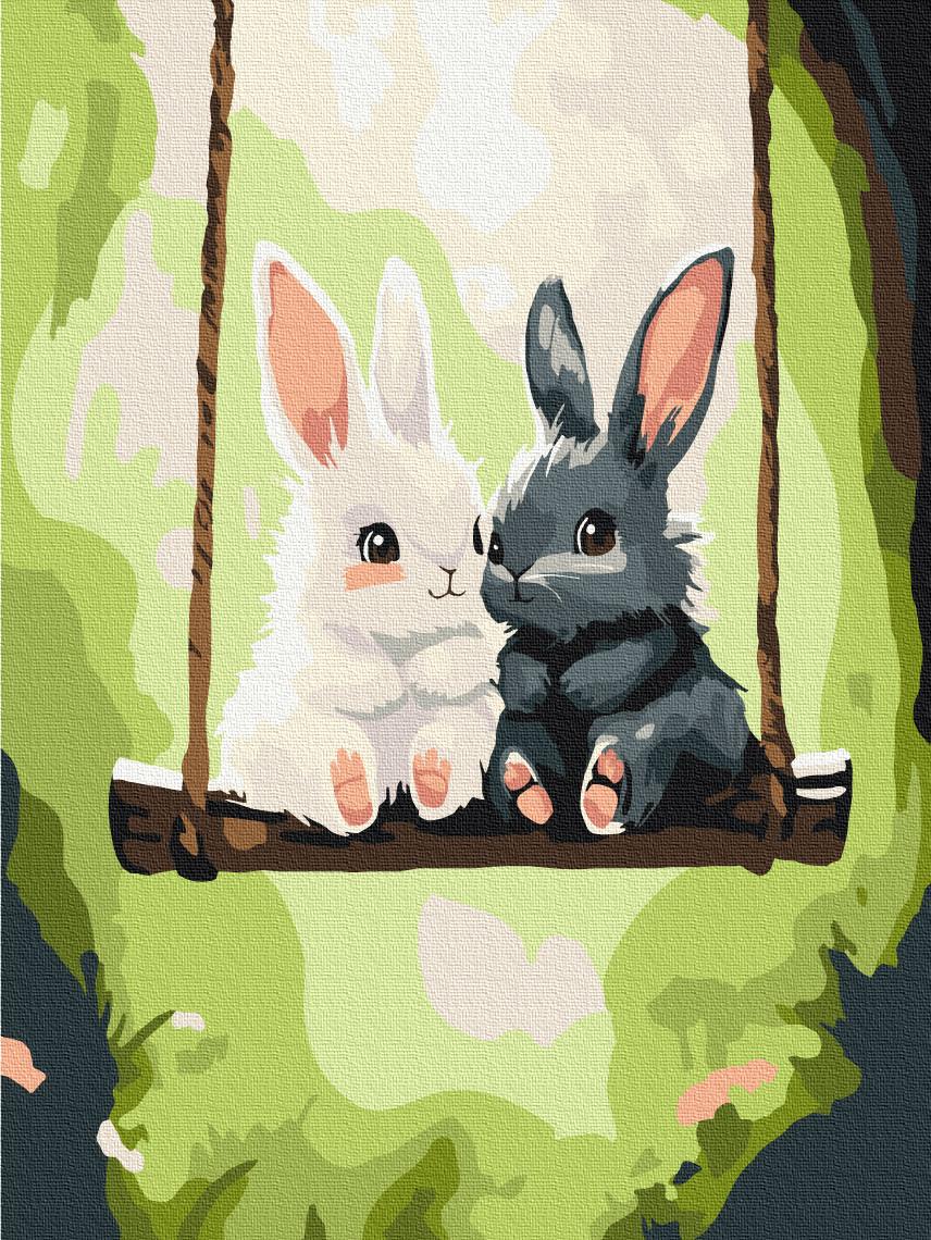Картина по номерам Brushme Зайчата на качелях 30x40 см (KBS0198)