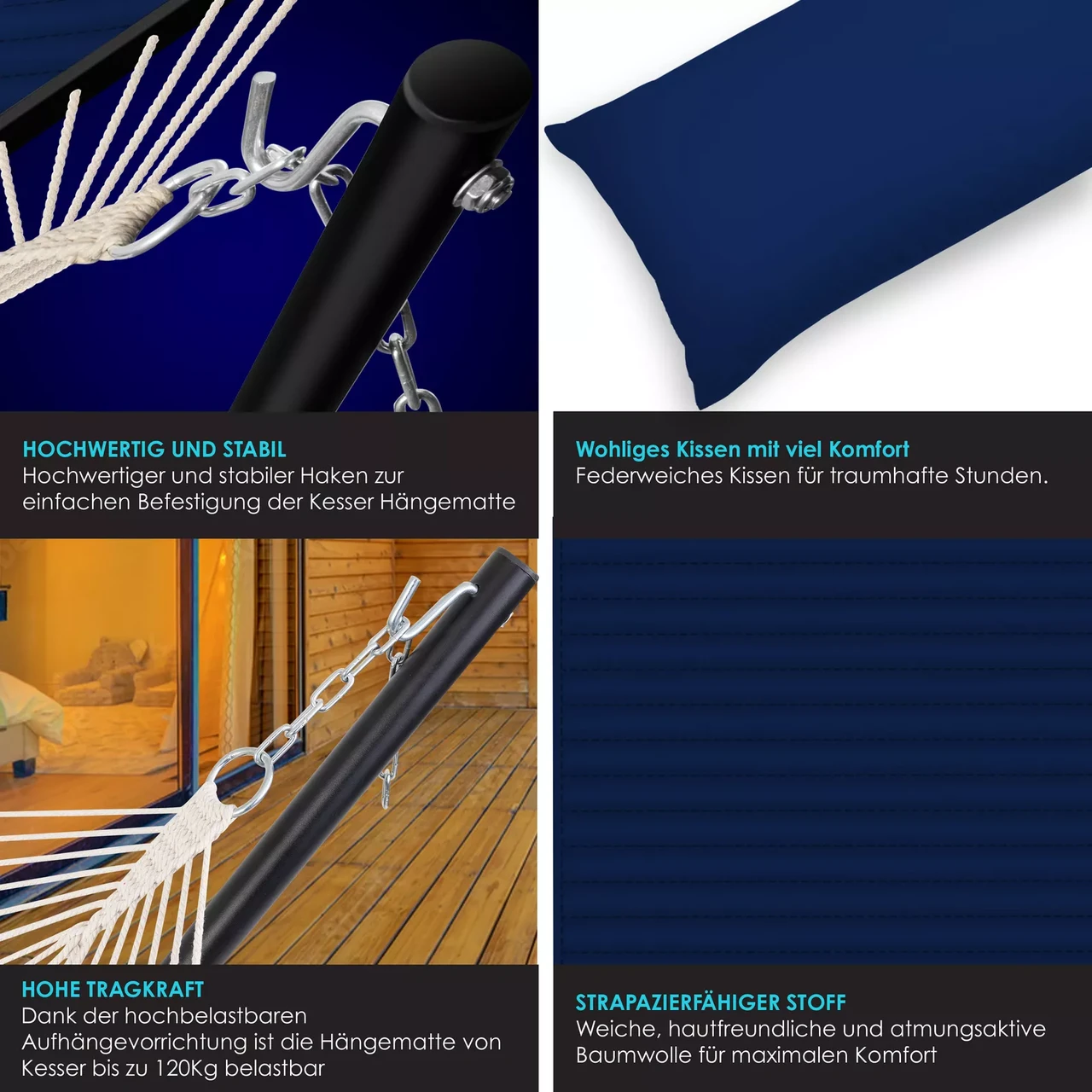 Гамак підвісний для саду та дачі KESSER 200 кг 360x120x115 см (4255598323192) - фото 6 Гамак підвісний для саду та дачі KESSER 200 кг 360x120x115 см (4255598323192) - фото 6