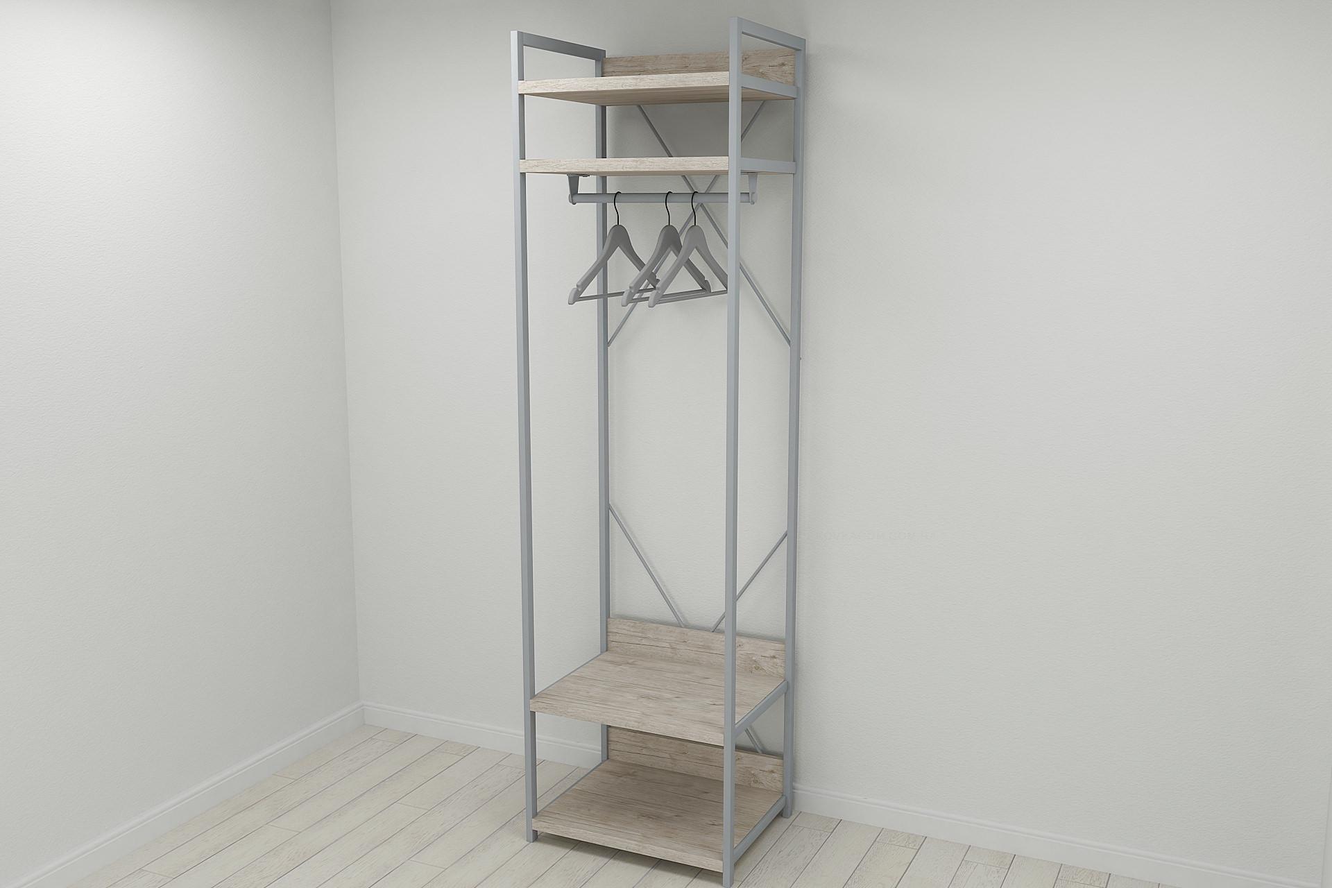 Шкаф гардероб уни секция 2 серии Конект Ferrum-decor 220x60x50 см металл Серый/ДСП Дуб Шервуд (SHG072)