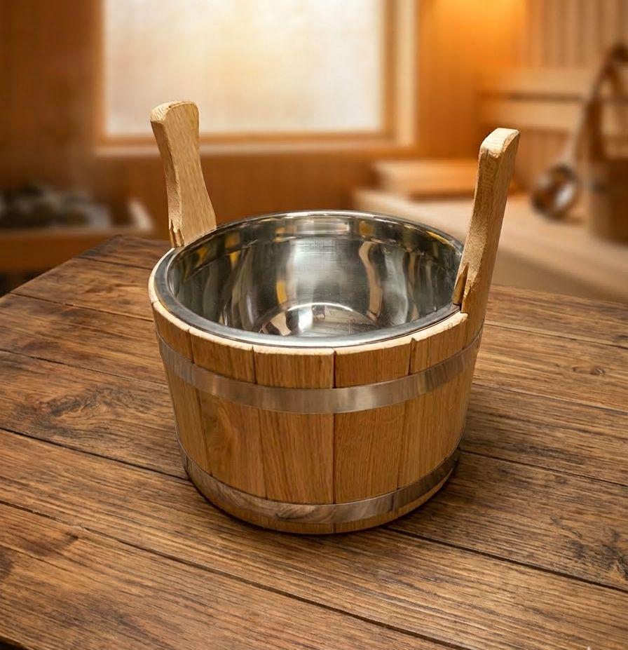 Шайка 4 л из дуба с нержавеющей вставкой (26852068)