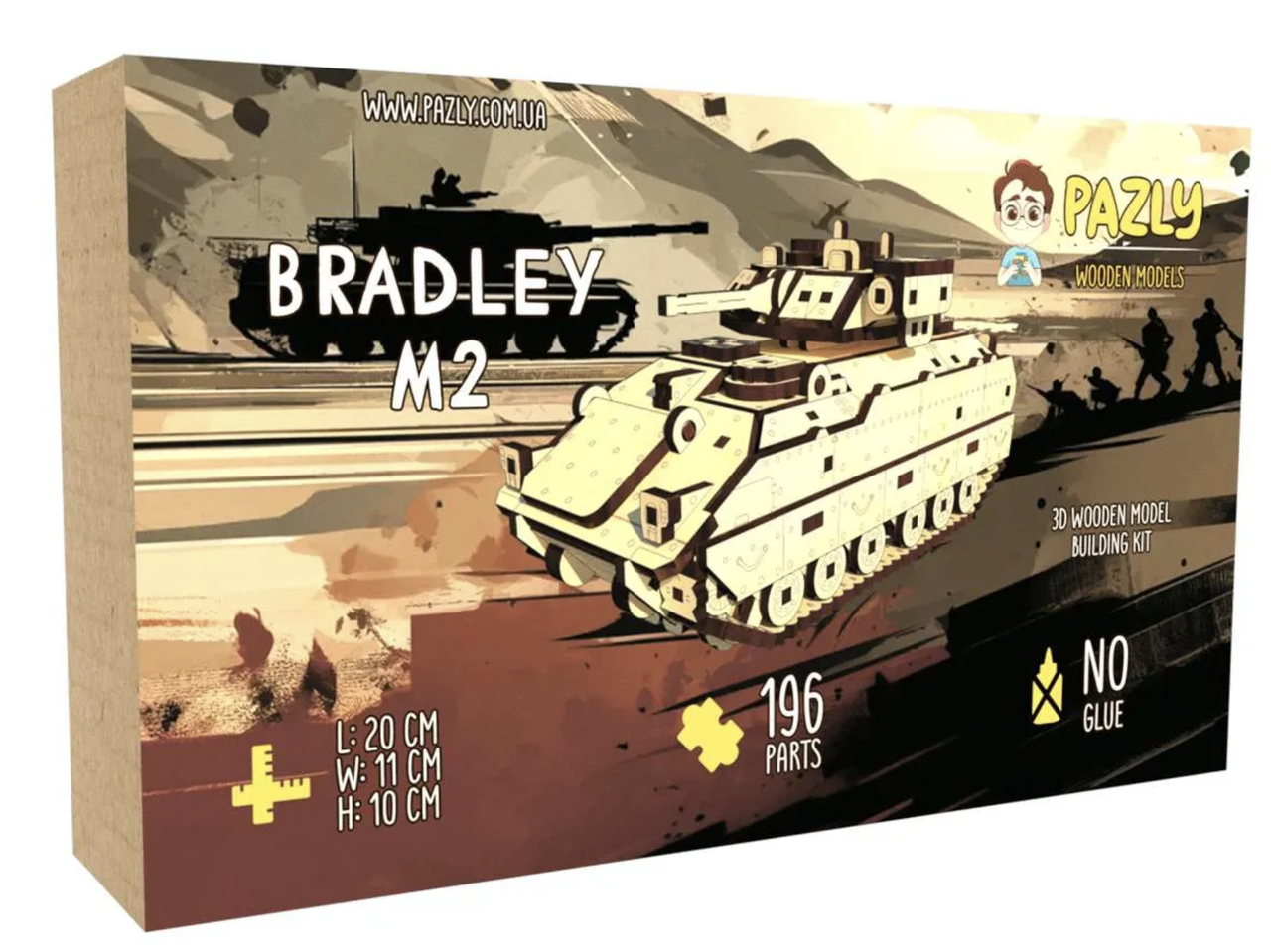Пазл конструктор механический из дерева 3D Pazly Брэдли М2 Bradley M2 196 деталей