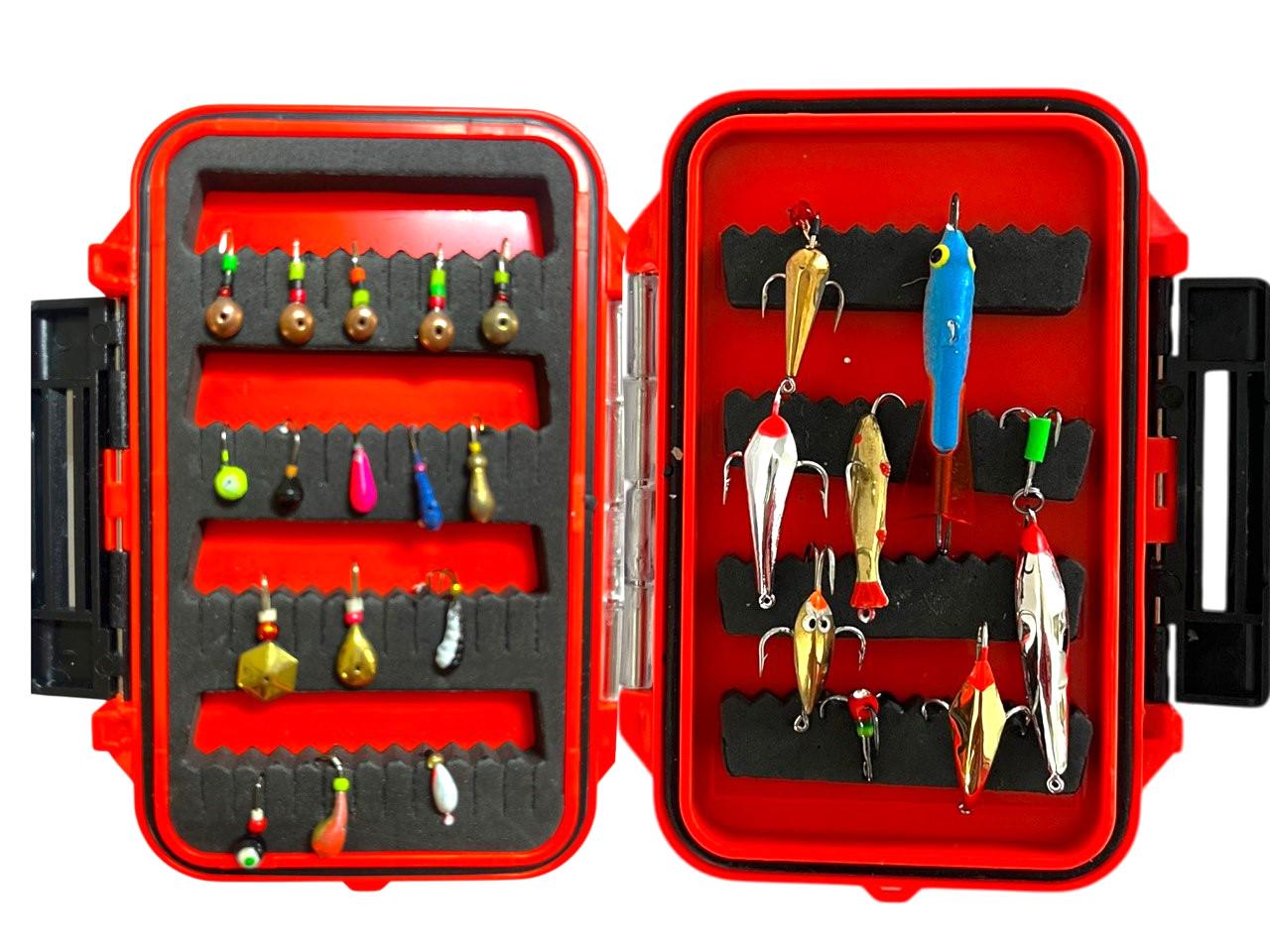 Набор мормышек и блесен для зимней рыбалки в 2-х сторонней коробке 11х8х3,5 см 24 шт. (1895142365)