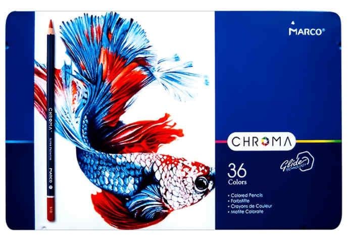 Карандаши цветные Marco Chroma 36 цветов в металлическом кейсе - фото 3 Карандаши цветные Marco Chroma 36 цветов в металлическом кейсе - фото 3