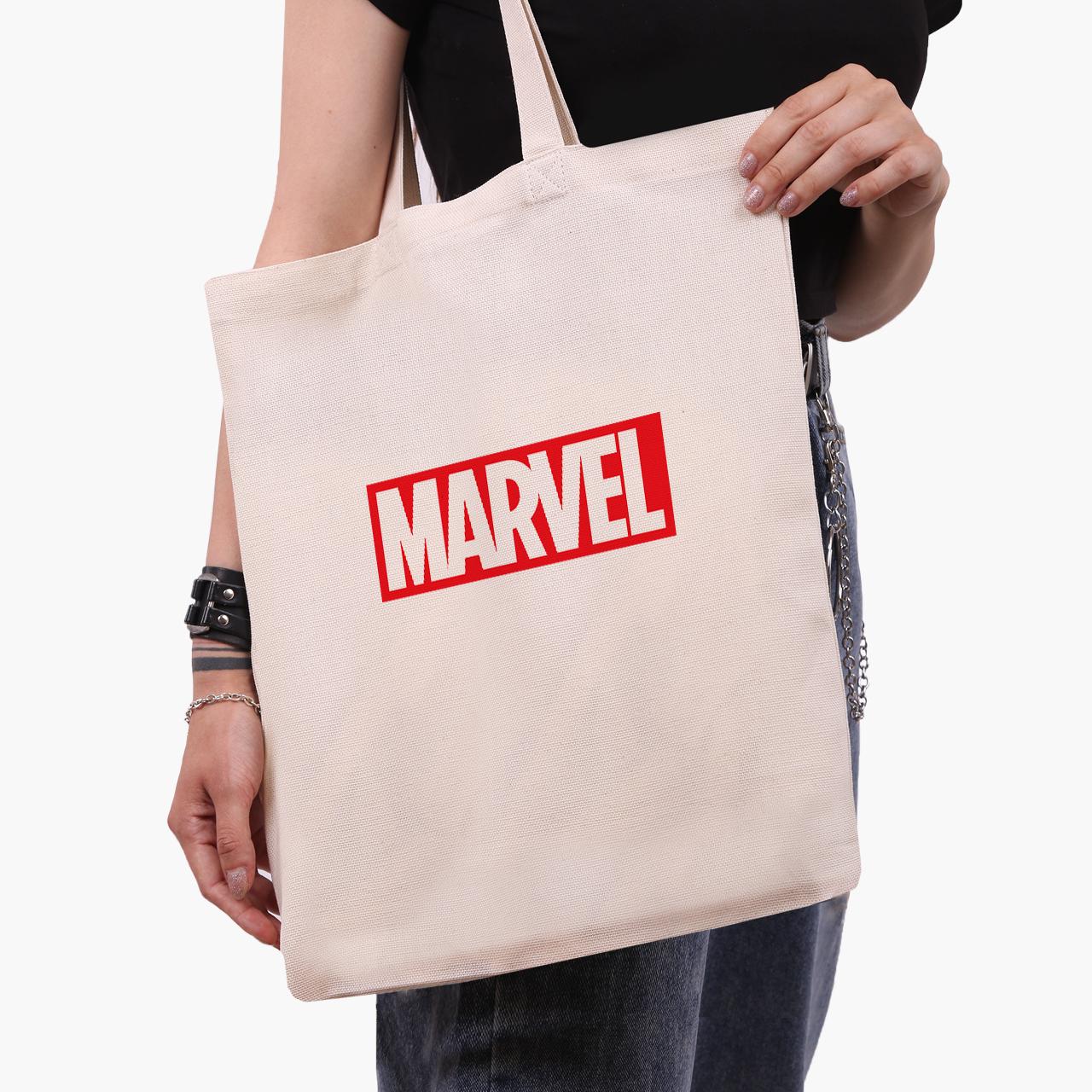 Еко сумка шоппер Marvel 41x35 см Бежевий (9227-1982-WT) - фото 2