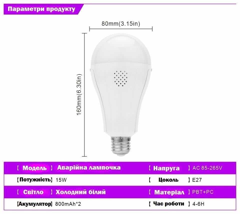 Лампа светодиодная с аккумуляторами - фото 2