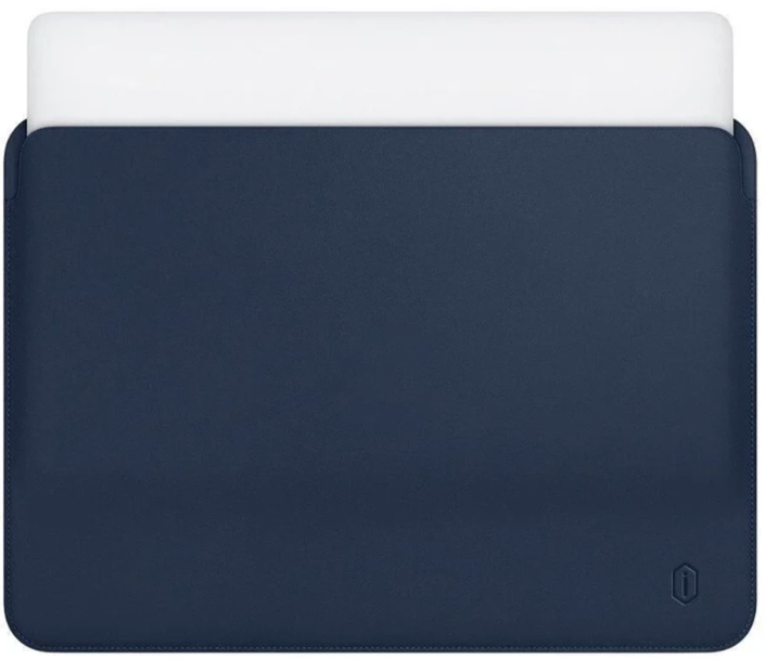 Чехол карман WIWU Slim Stand Sleeve Leather Case для MacBook New 16 Skin Pro Navy Blue - фото 3